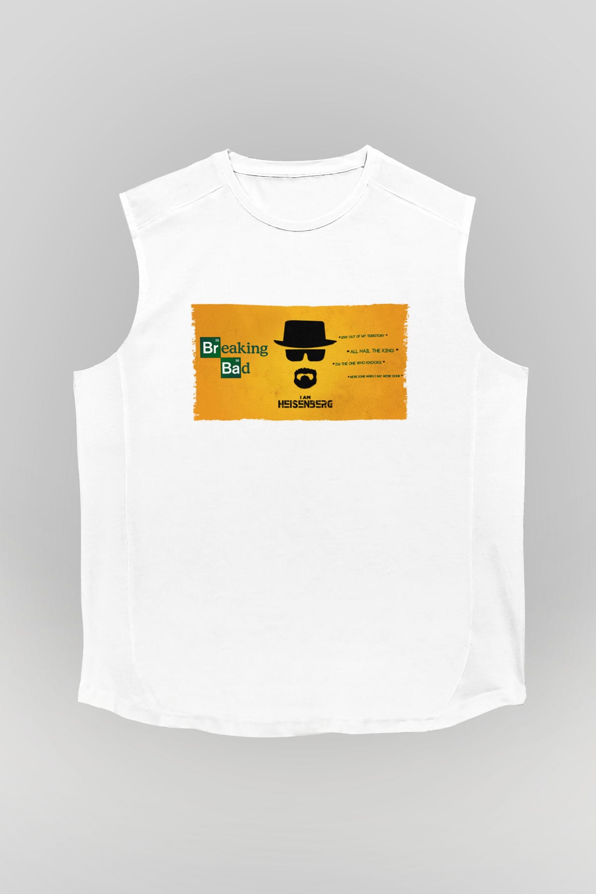 Unisex Heisenberg - Breaking Bad Baskılı Beyaz Kolsuz Tshirt