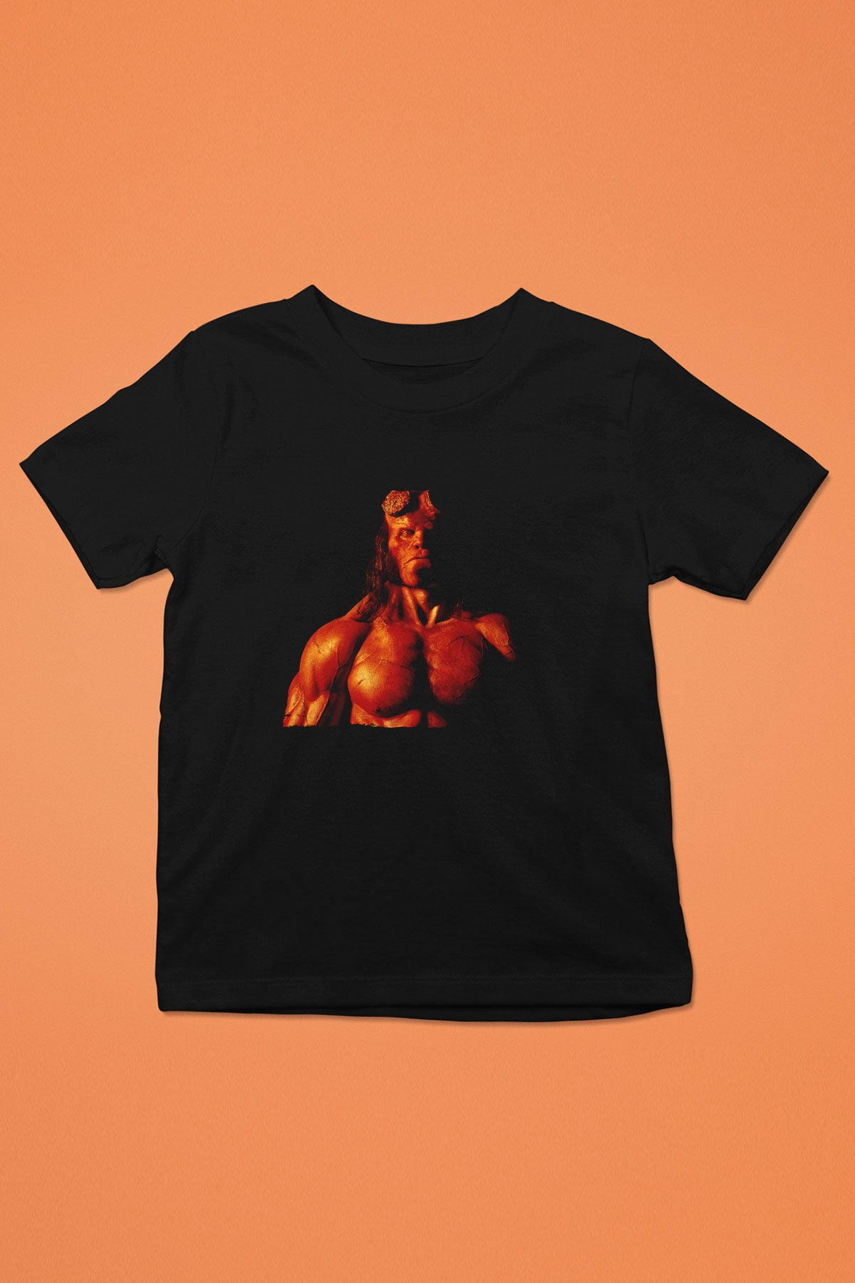 Unisex Hellboy Baskılı Siyah Çocuk T-Shirt