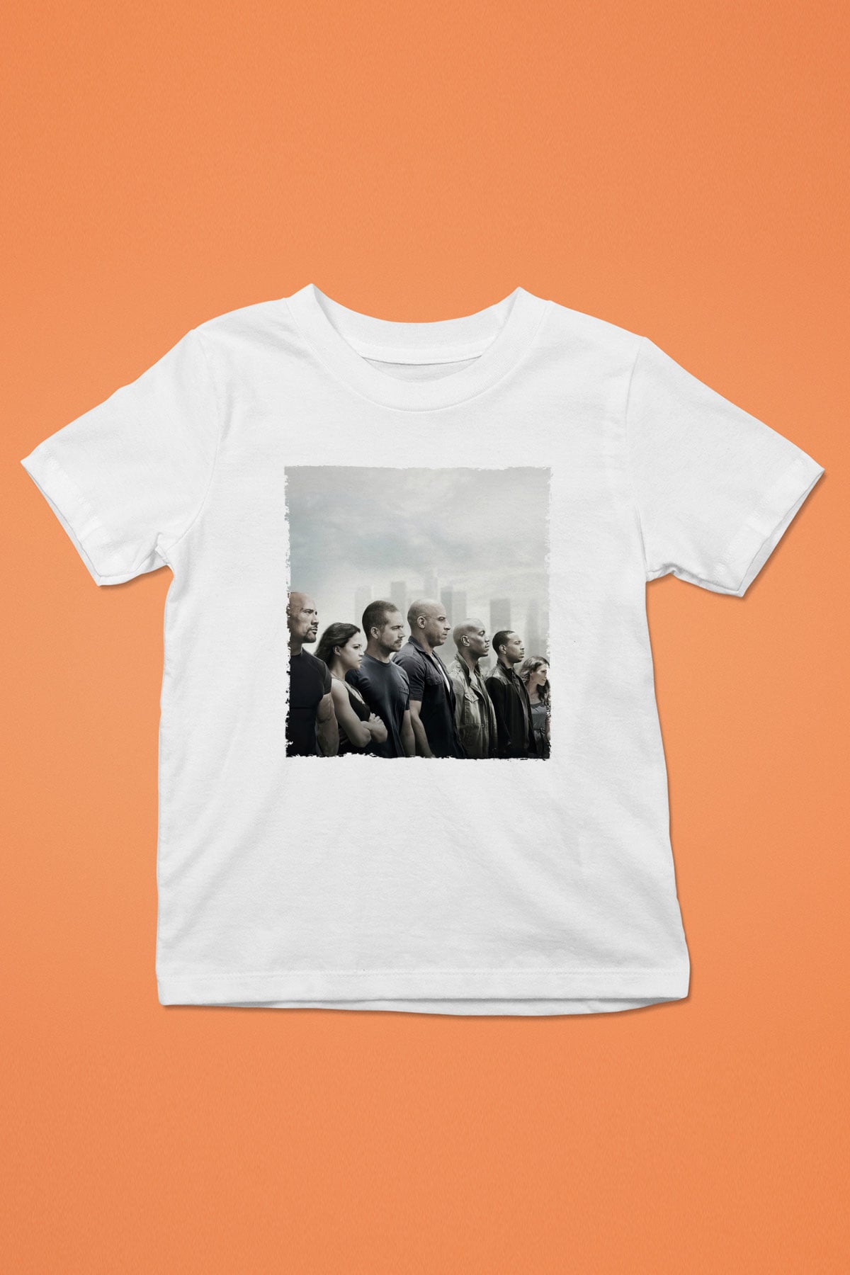 Unisex Hızlı ve Öfkeli Baskılı Beyaz Çocuk Tshirt