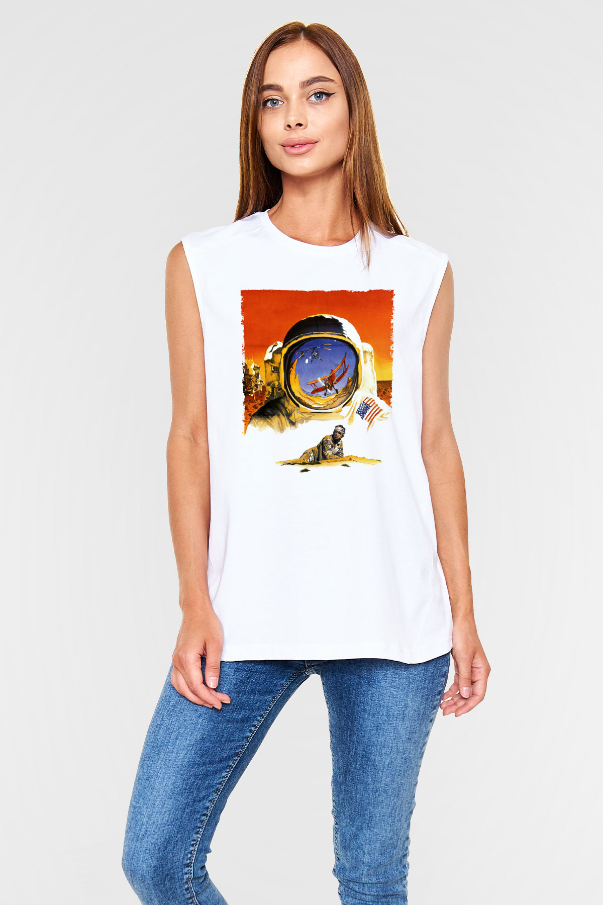 Unisex Hükmedenler - Capricorn Baskılı Beyaz Kolsuz Tshirt