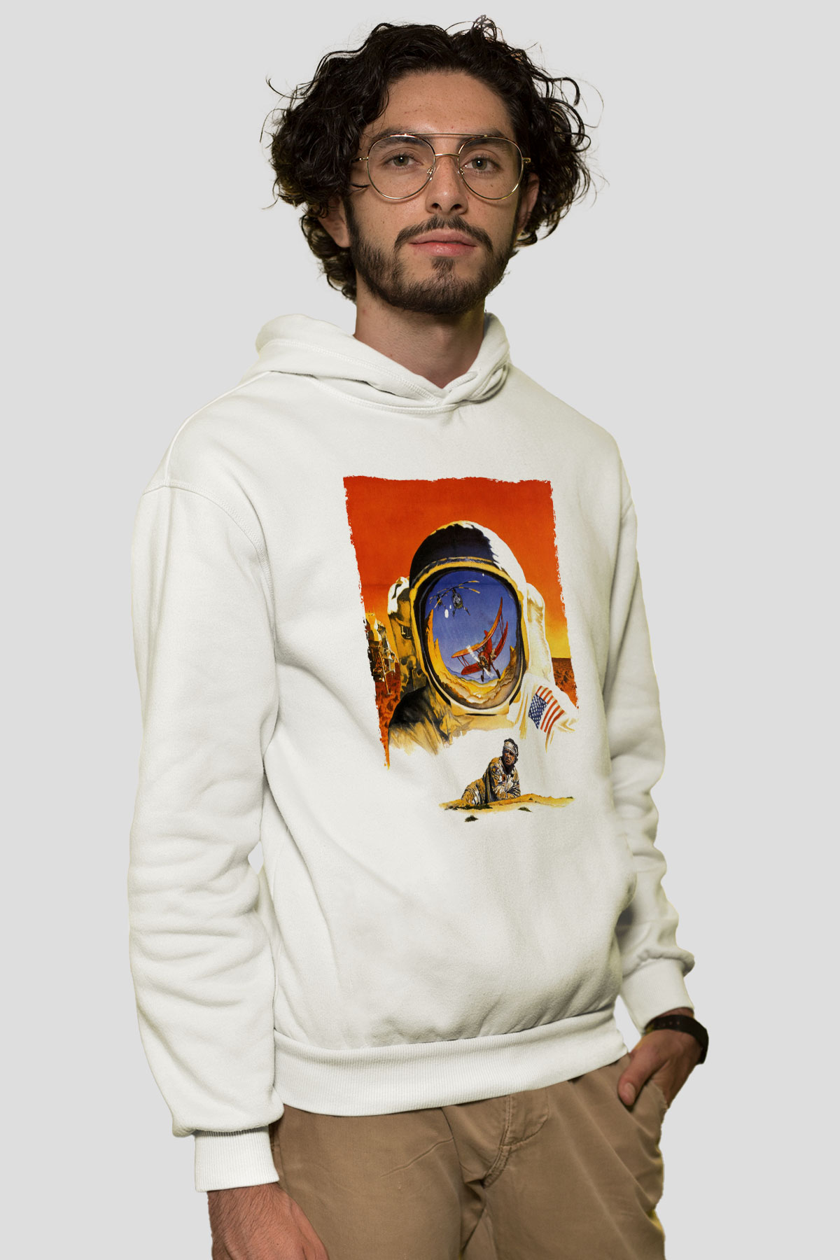 Unisex Hükmedenler - Capricorn Baskılı Beyaz Kapüşonlu Sweatshirt