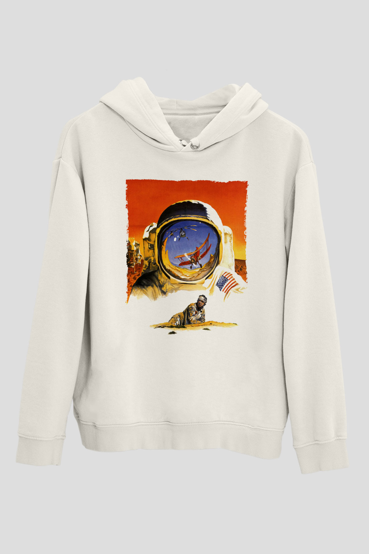 Unisex Hükmedenler - Capricorn Baskılı Beyaz Kapüşonlu Sweatshirt