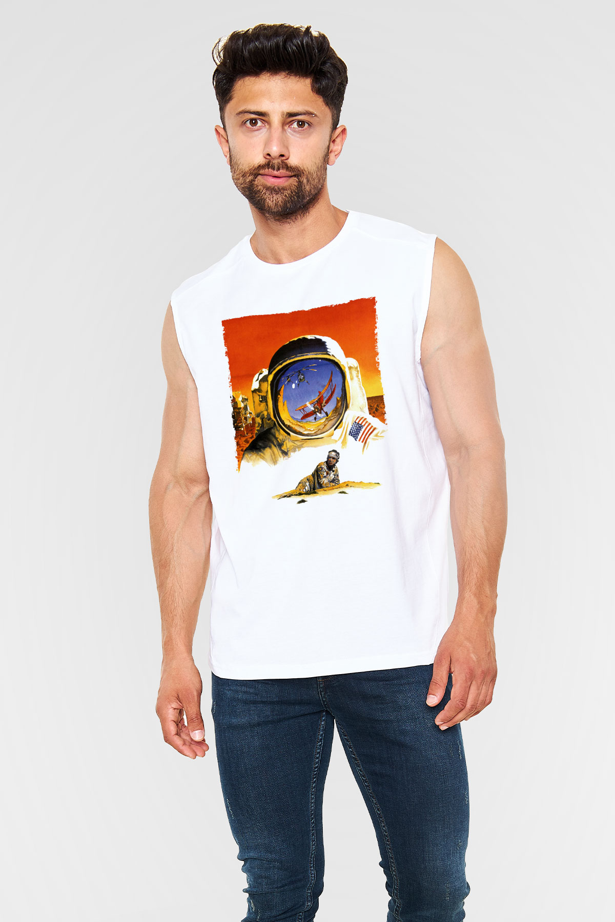 Unisex Hükmedenler - Capricorn Baskılı Beyaz Kolsuz Tshirt