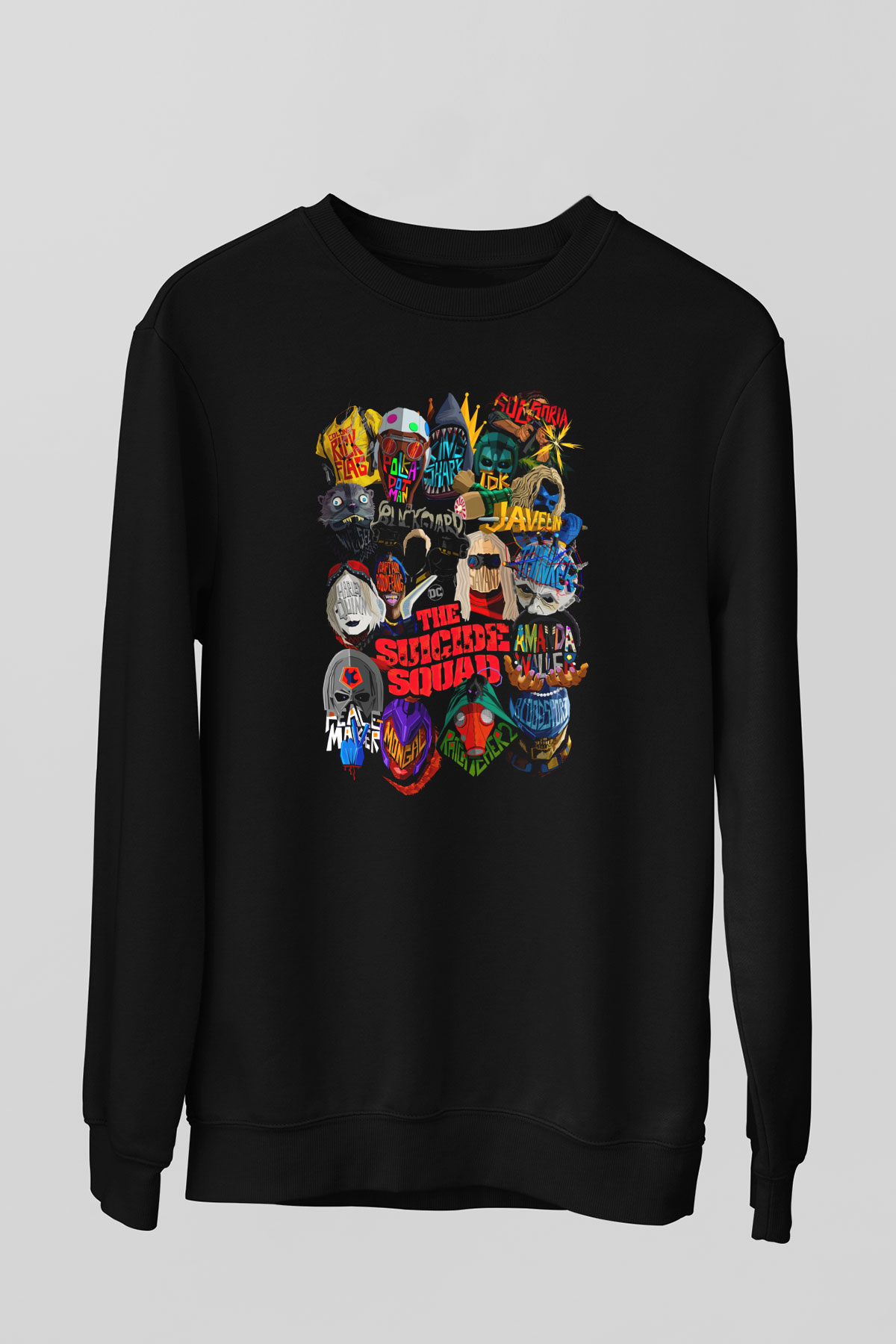 Unisex İntihar Timi (The Suicide Squad) Baskılı Siyah Sweatshirt