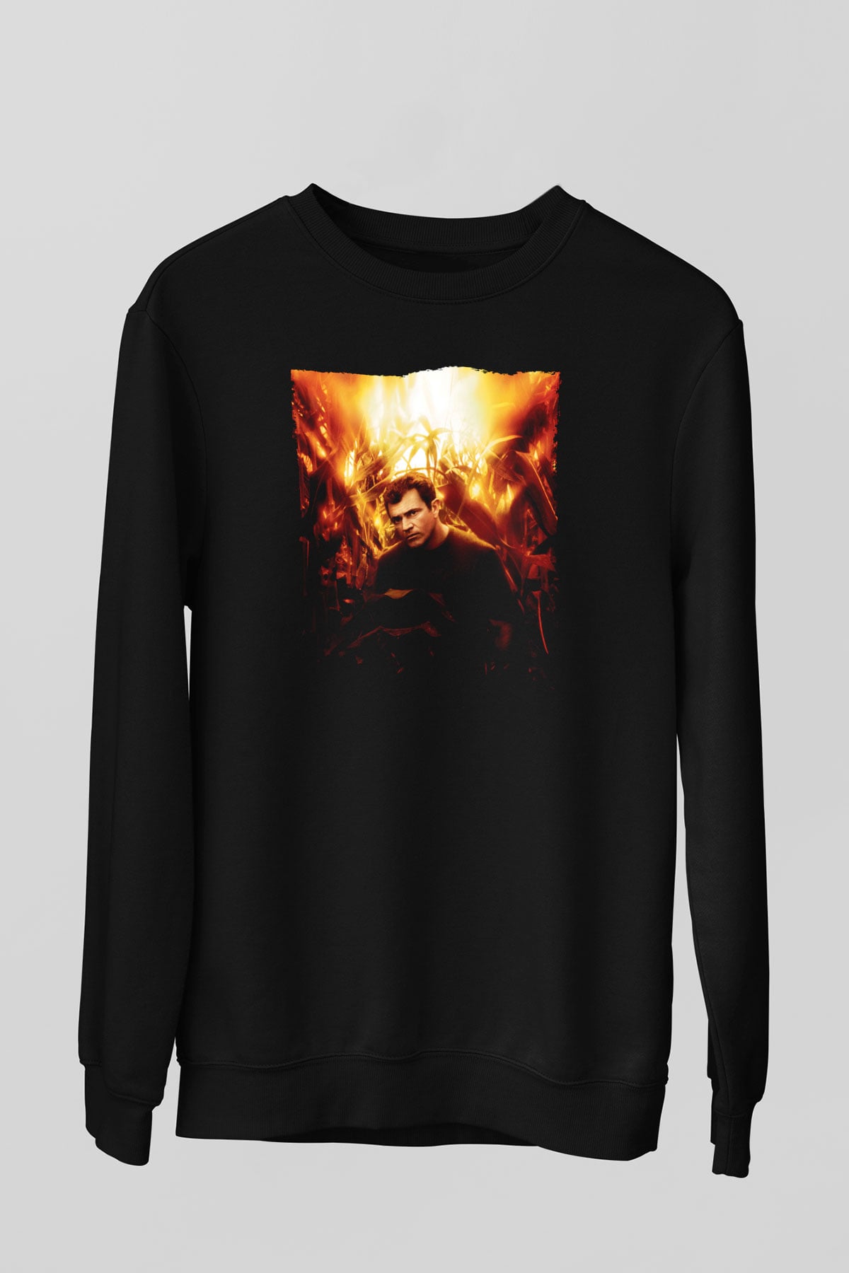 Unisex İşaretler (Signs) Baskılı Siyah Sweatshirt