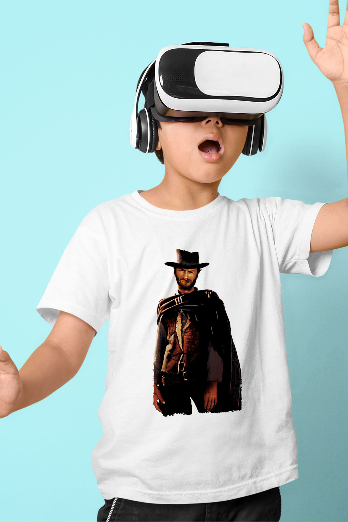 Unisex İyi, Kötü ve Çirkin (The Good, the Bad and the Ugly) Baskılı Beyaz Çocuk Tshirt