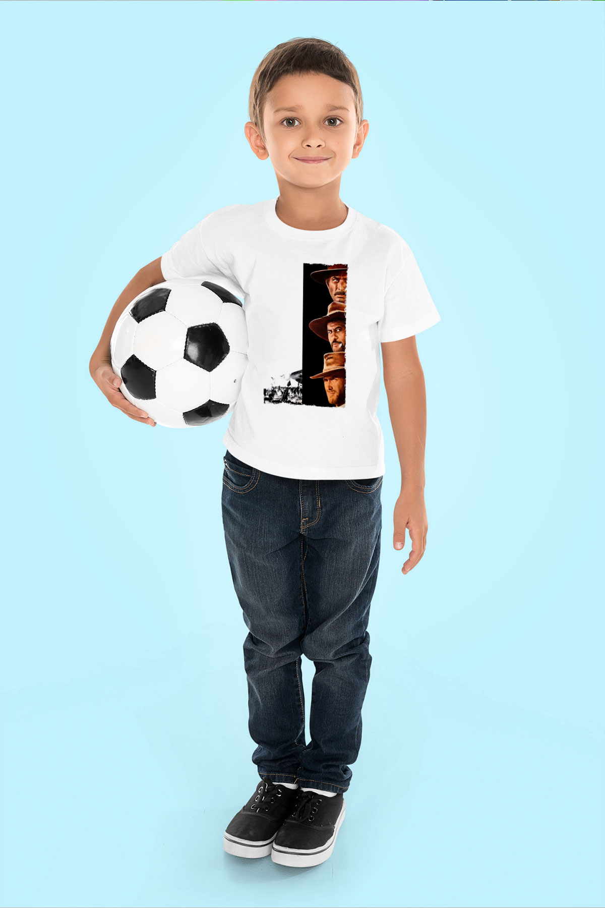 Unisex İyi, Kötü ve Çirkin (The Good, the Bad and the Ugly) Baskılı Beyaz Çocuk Tshirt