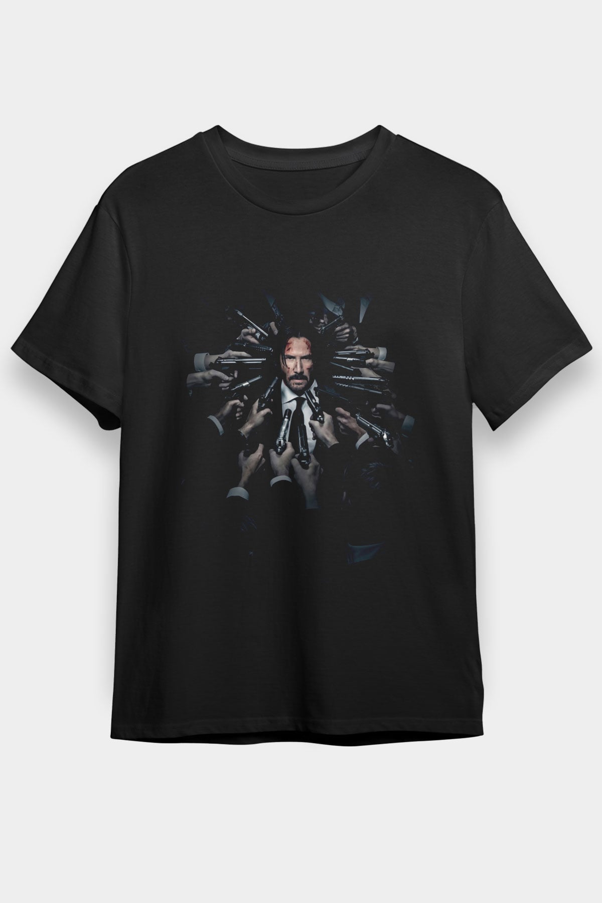 Unisex John Wick Baskılı Siyah T-Shirt