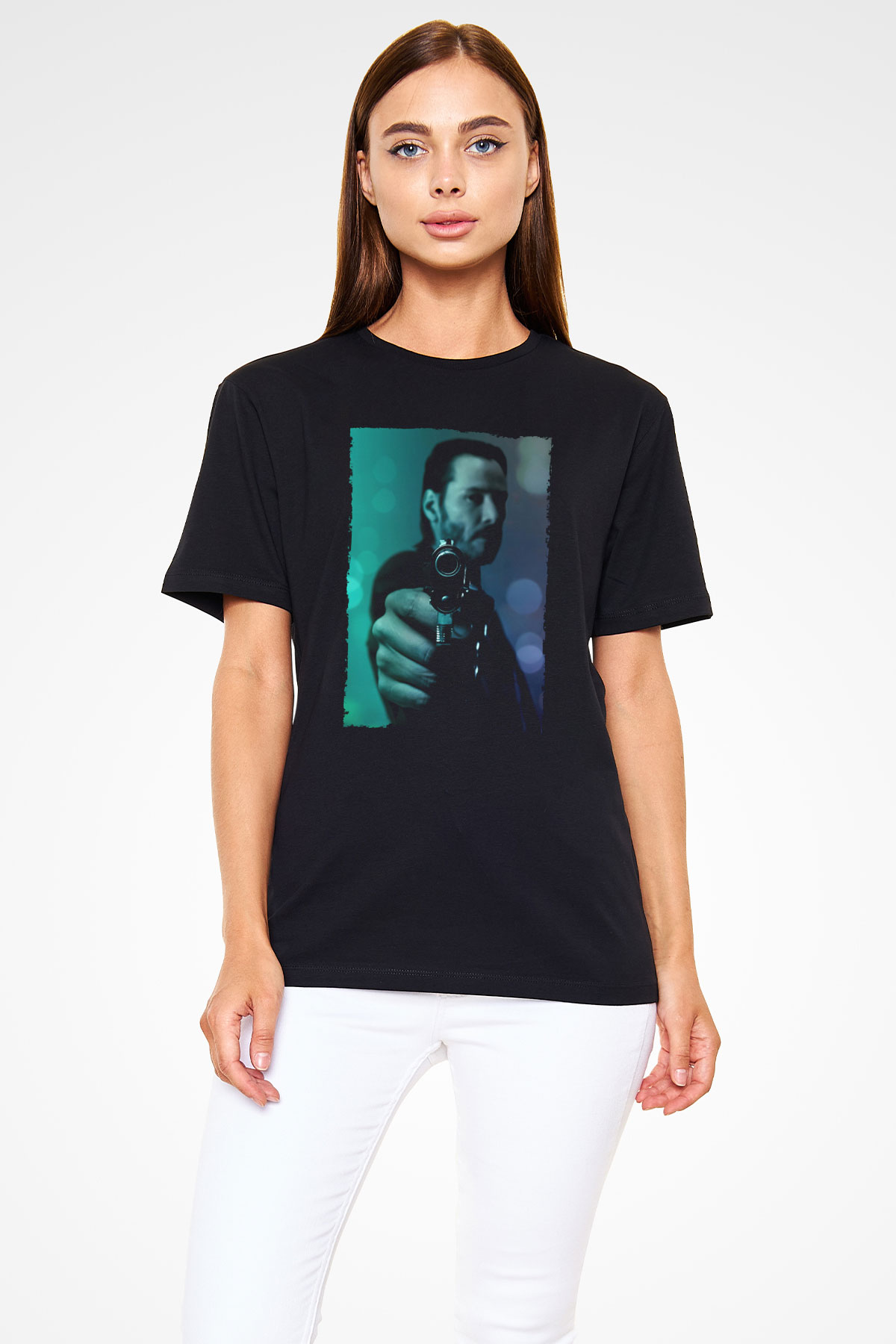 Unisex John Wick Baskılı Siyah Tshirt