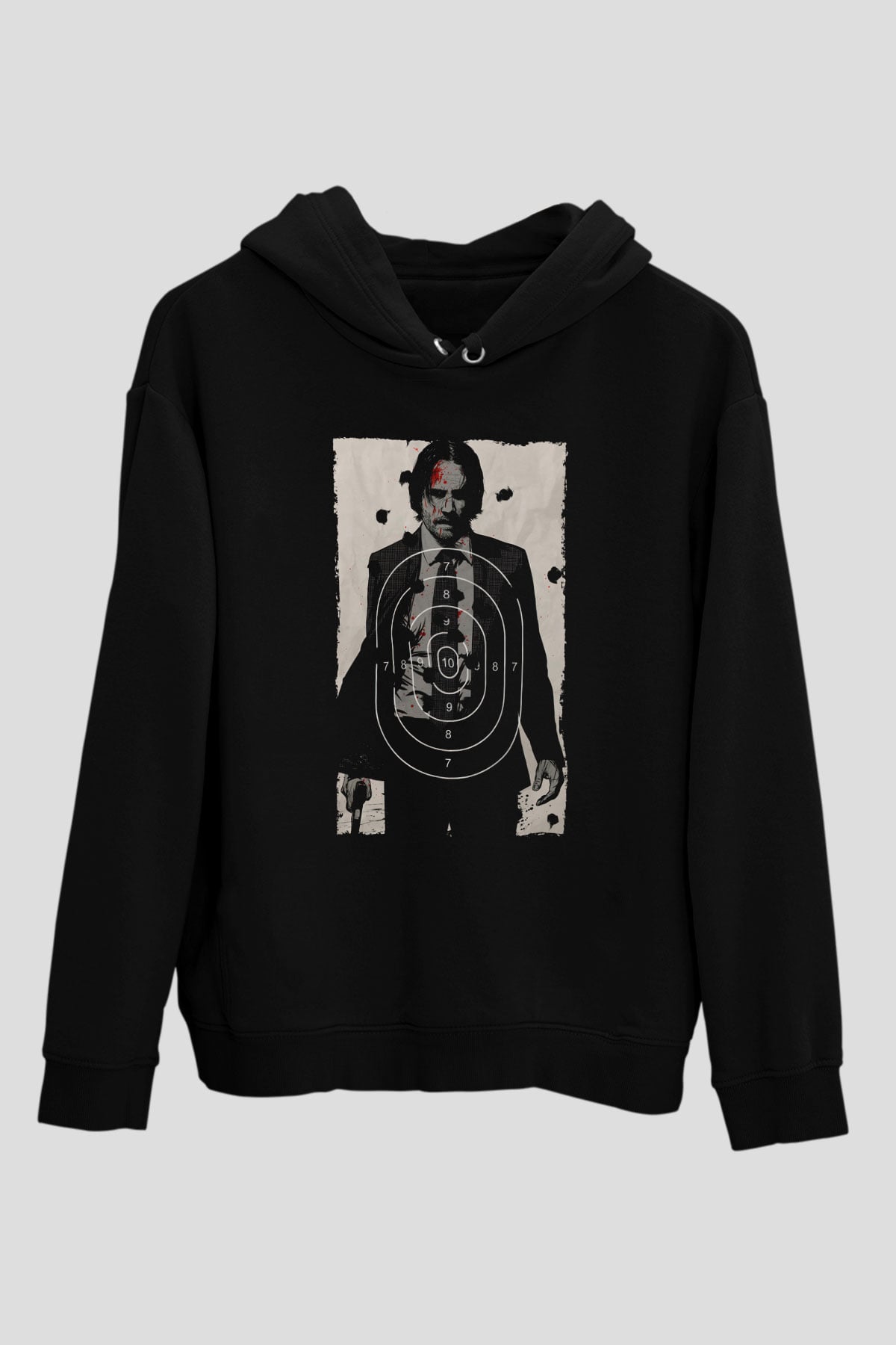 Unisex John Wick Baskılı Siyah Unisex Kapüşonlu Sweatshirt