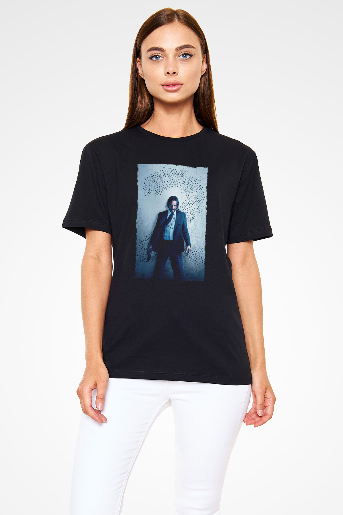 Unisex John Wick Baskılı Siyah Unisex T-Shirt