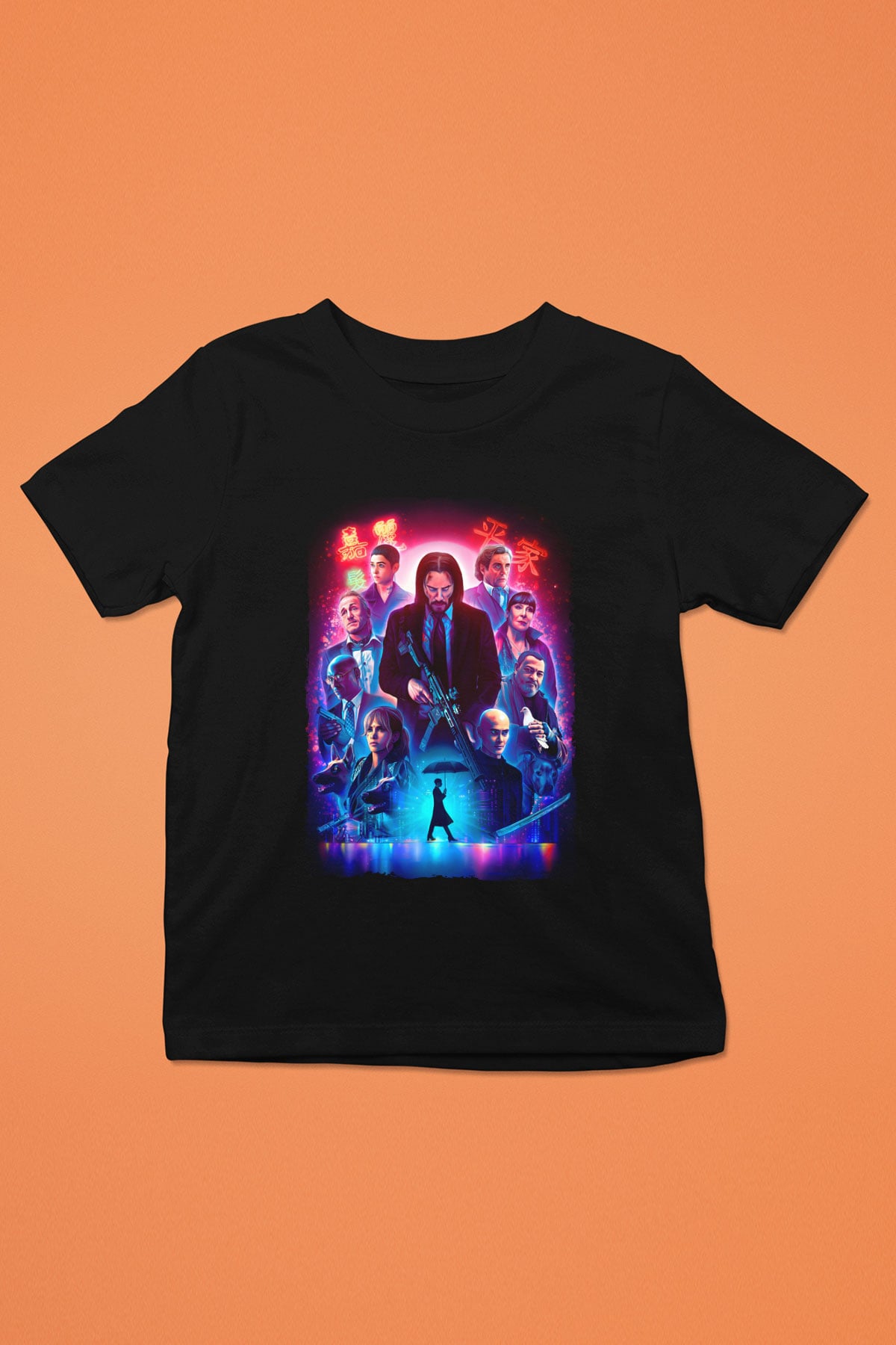 Unisex John Wick Serisi (John Wick) Baskılı Siyah Çocuk Tshirt