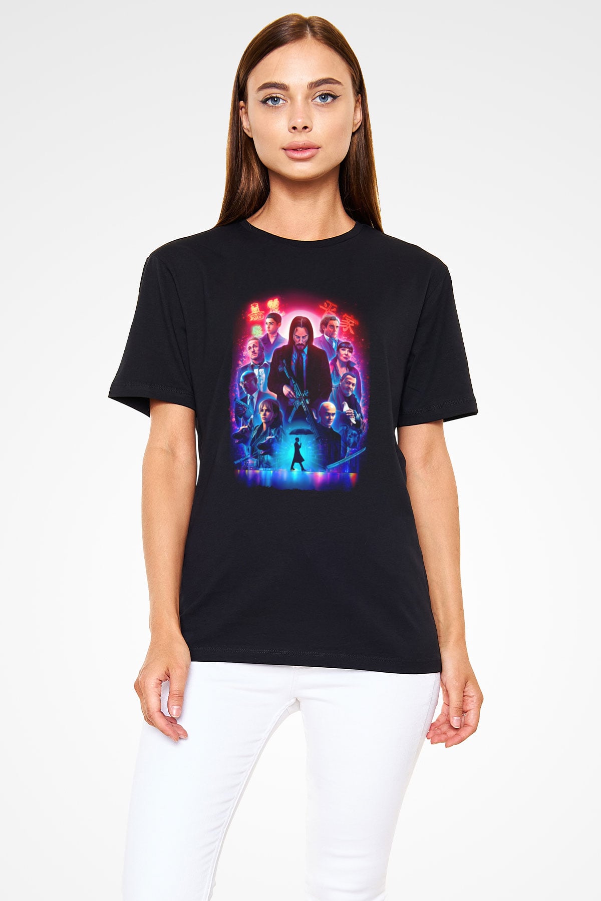 Unisex John Wick Serisi (John Wick) Baskılı Siyah Tshirt
