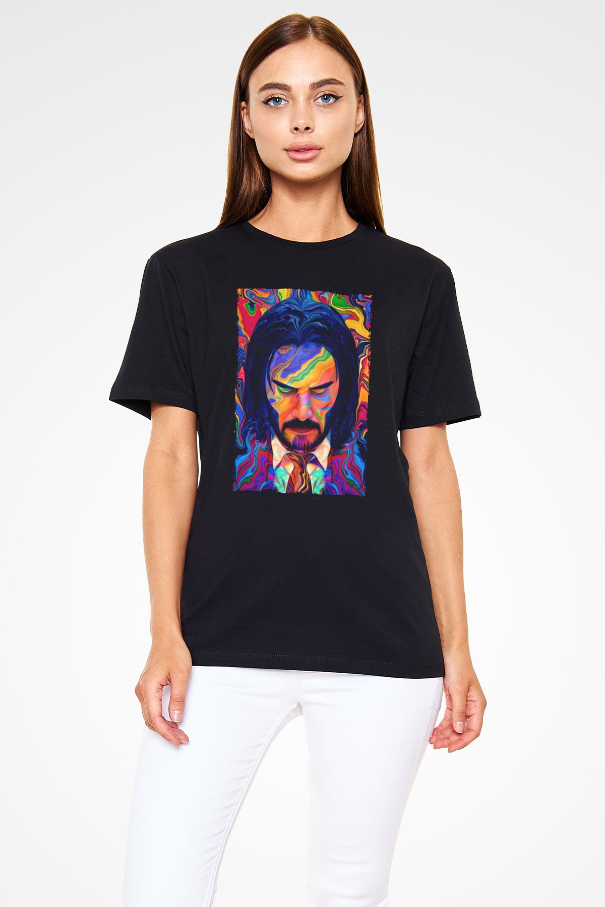 Unisex John Wick Serisi (John Wick) Baskılı Siyah T-Shirt