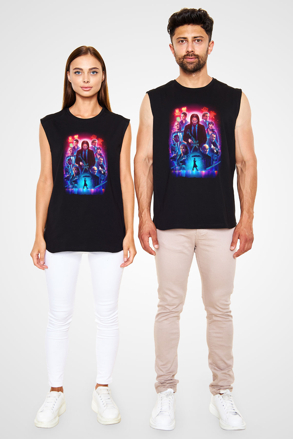 Unisex John Wick Serisi (John Wick) Baskılı Siyah Kolsuz Tshirt