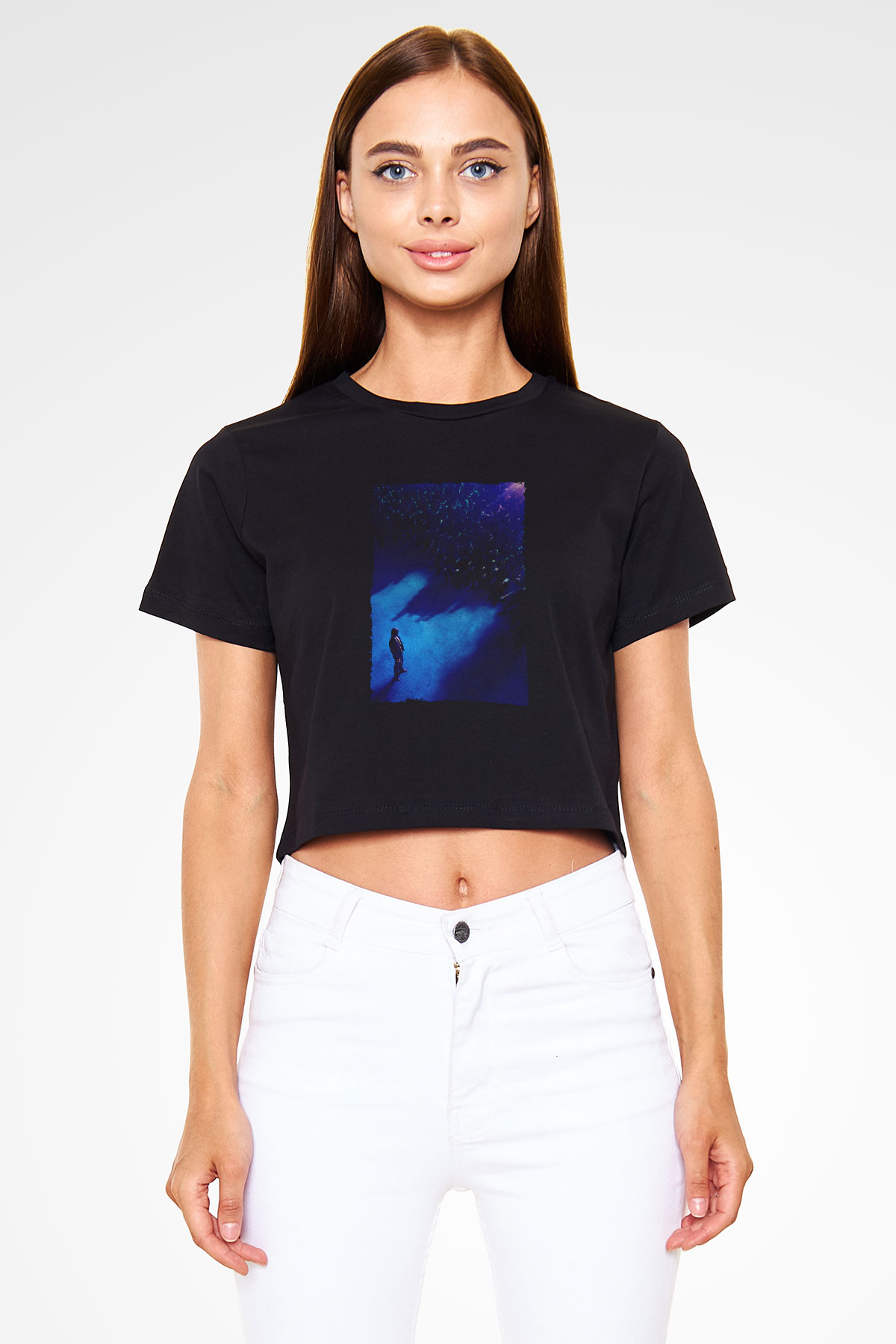 Unisex John Wick Serisi (John Wick) Baskılı Siyah Crop Top Tişört
