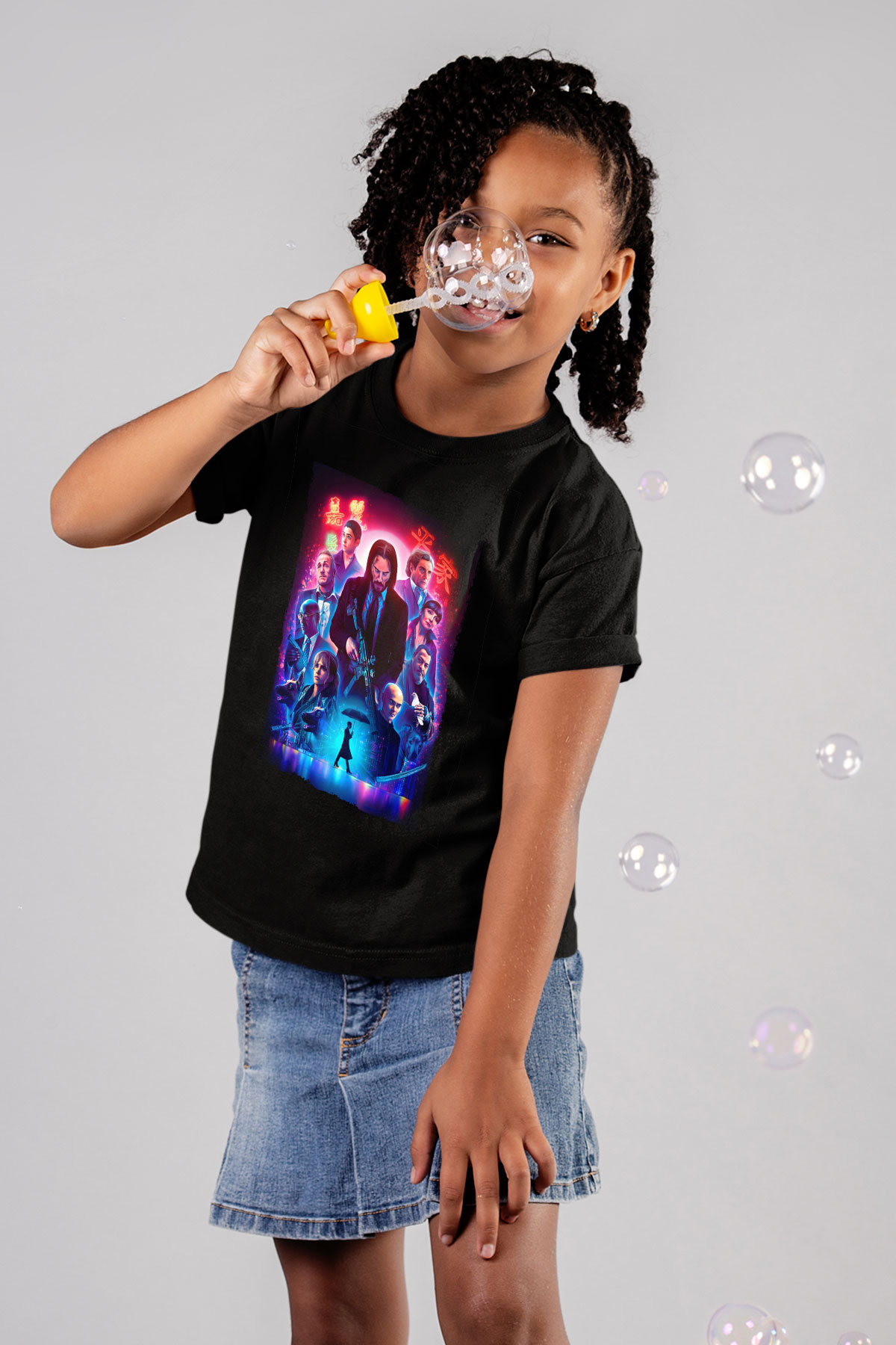Unisex John Wick Serisi (John Wick) Baskılı Siyah Çocuk Tshirt