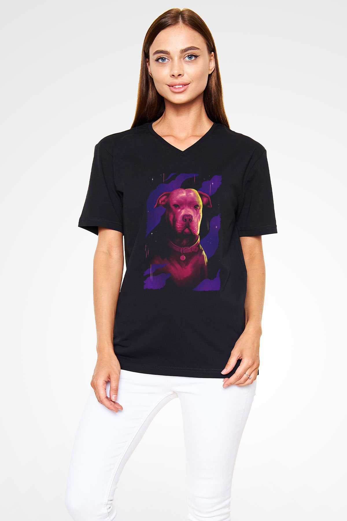 Unisex John Wick Serisi (John Wick) Baskılı Siyah Unisex V Yaka T-shirt