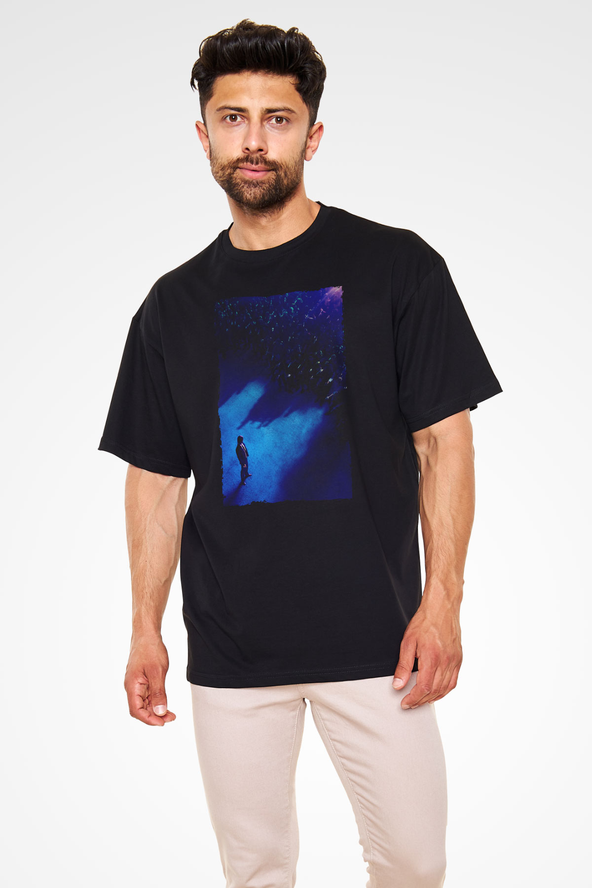 Unisex John Wick Serisi (John Wick) Baskılı Siyah Oversize Tişört