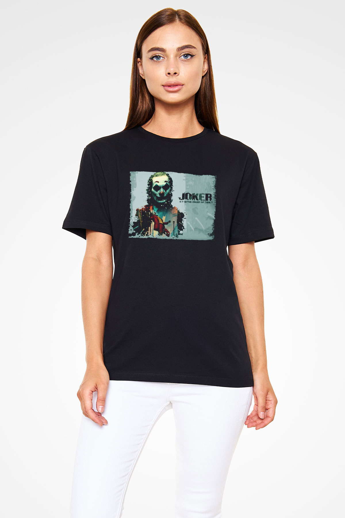 Unisex Joker Baskılı Siyah Tshirt