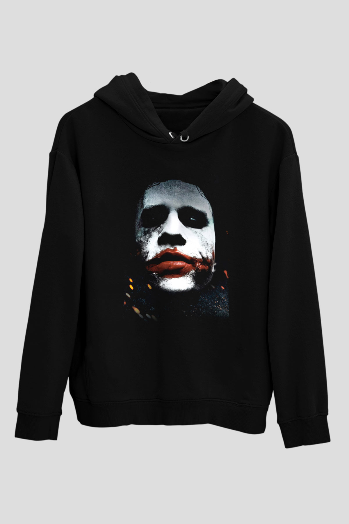 Unisex Joker Baskılı Siyah Unisex Kapüşonlu Sweatshirt