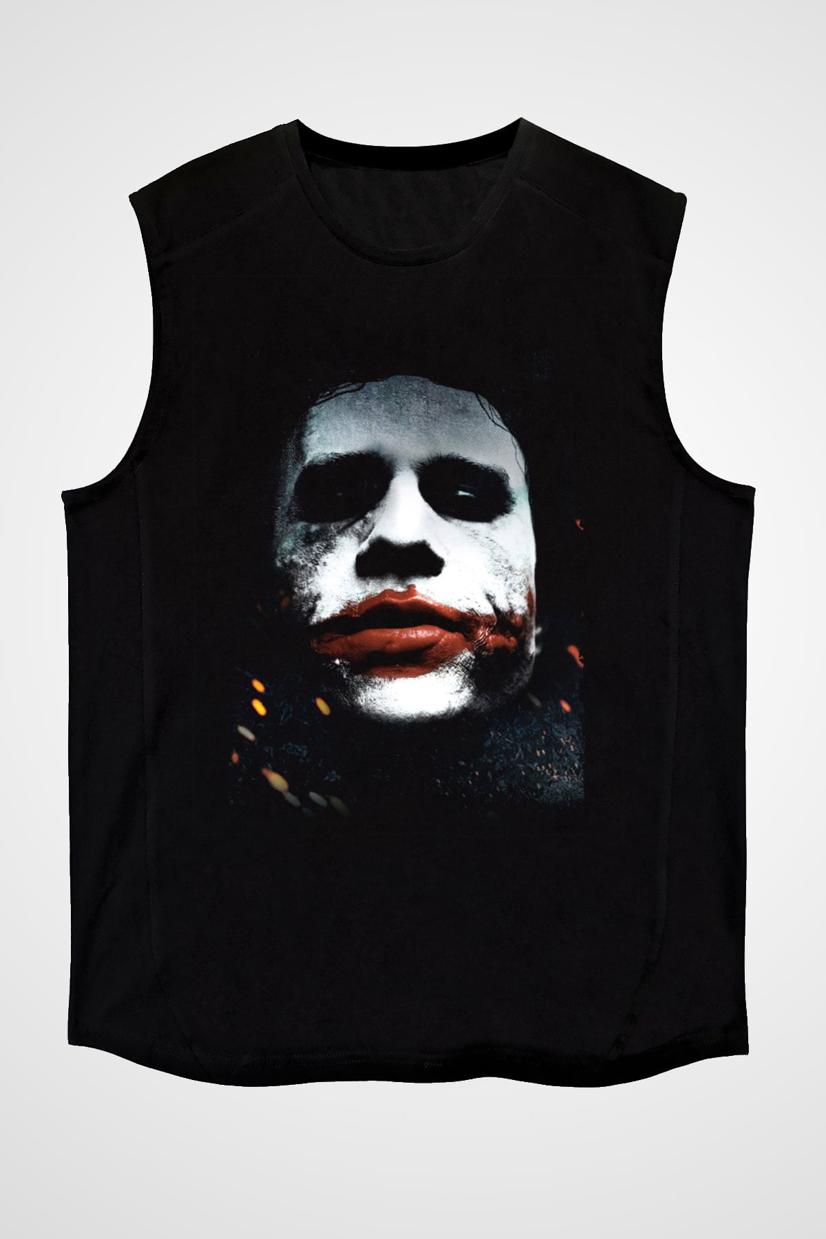 Unisex Joker Baskılı Siyah Unisex Kolsuz Tshirt