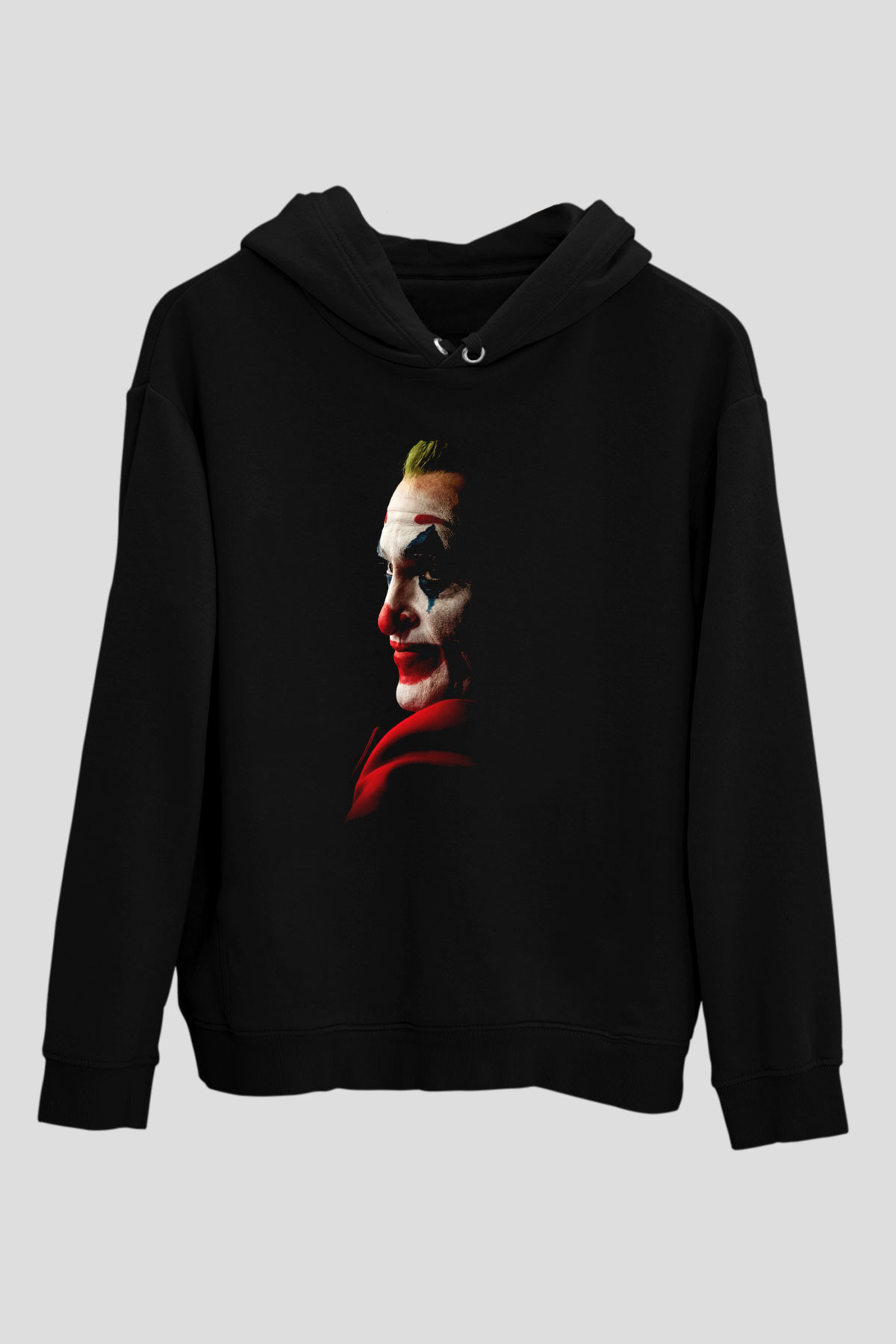 Unisex Joker Siyah Kapüşonlu Sweatshirt