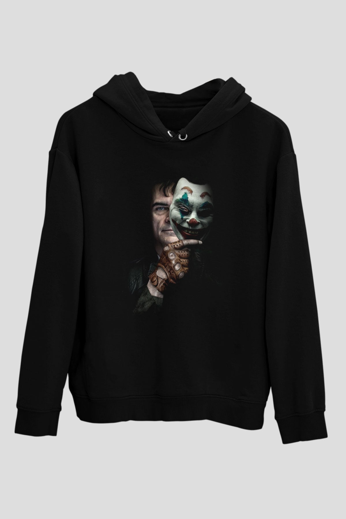 Unisex Joker Siyah Kapüşonlu Sweatshirt