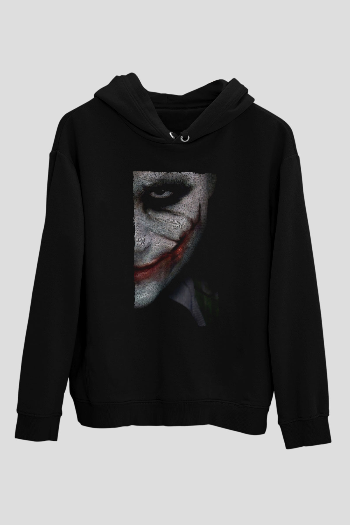 Unisex Joker Siyah Unisex Kapüşonlu Sweatshirt