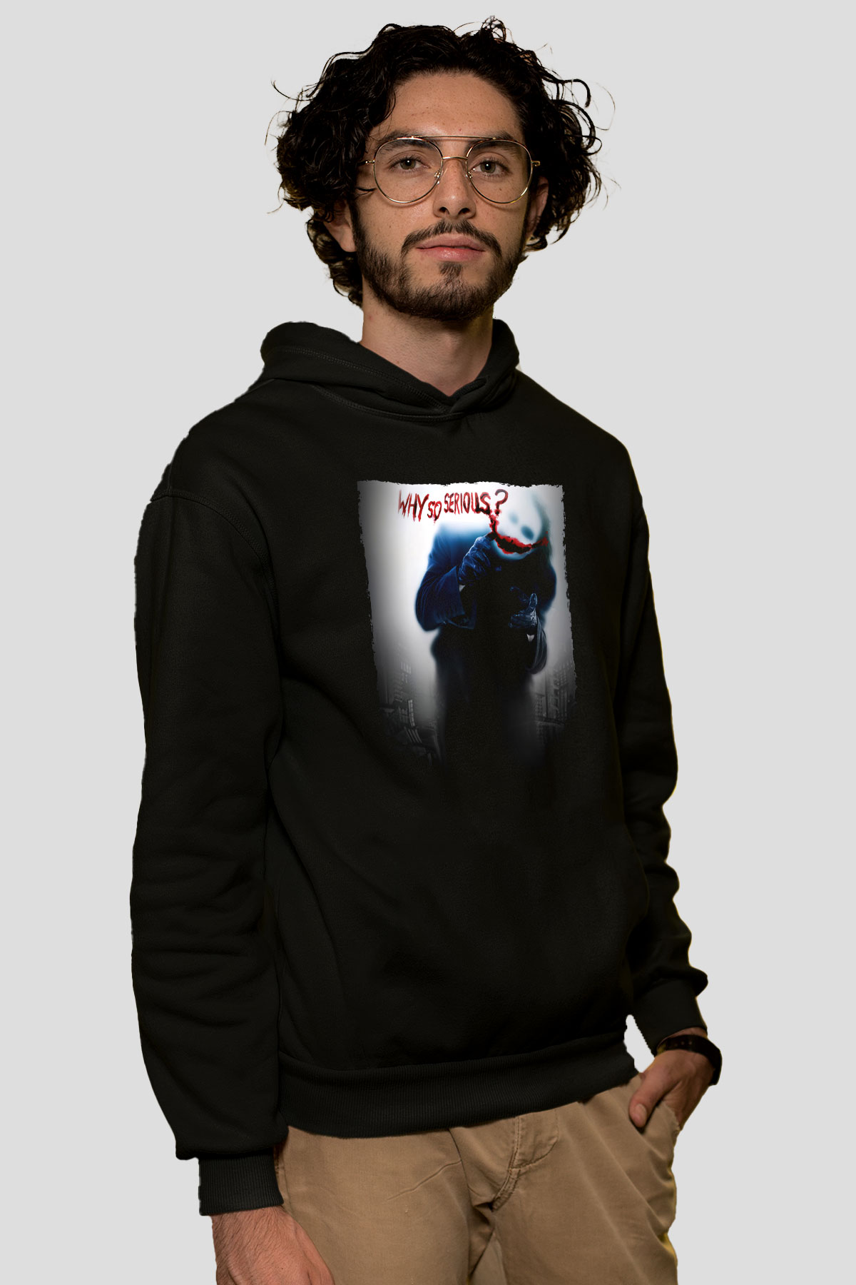Unisex Joker Siyah Unisex Kapüşonlu Sweatshirt