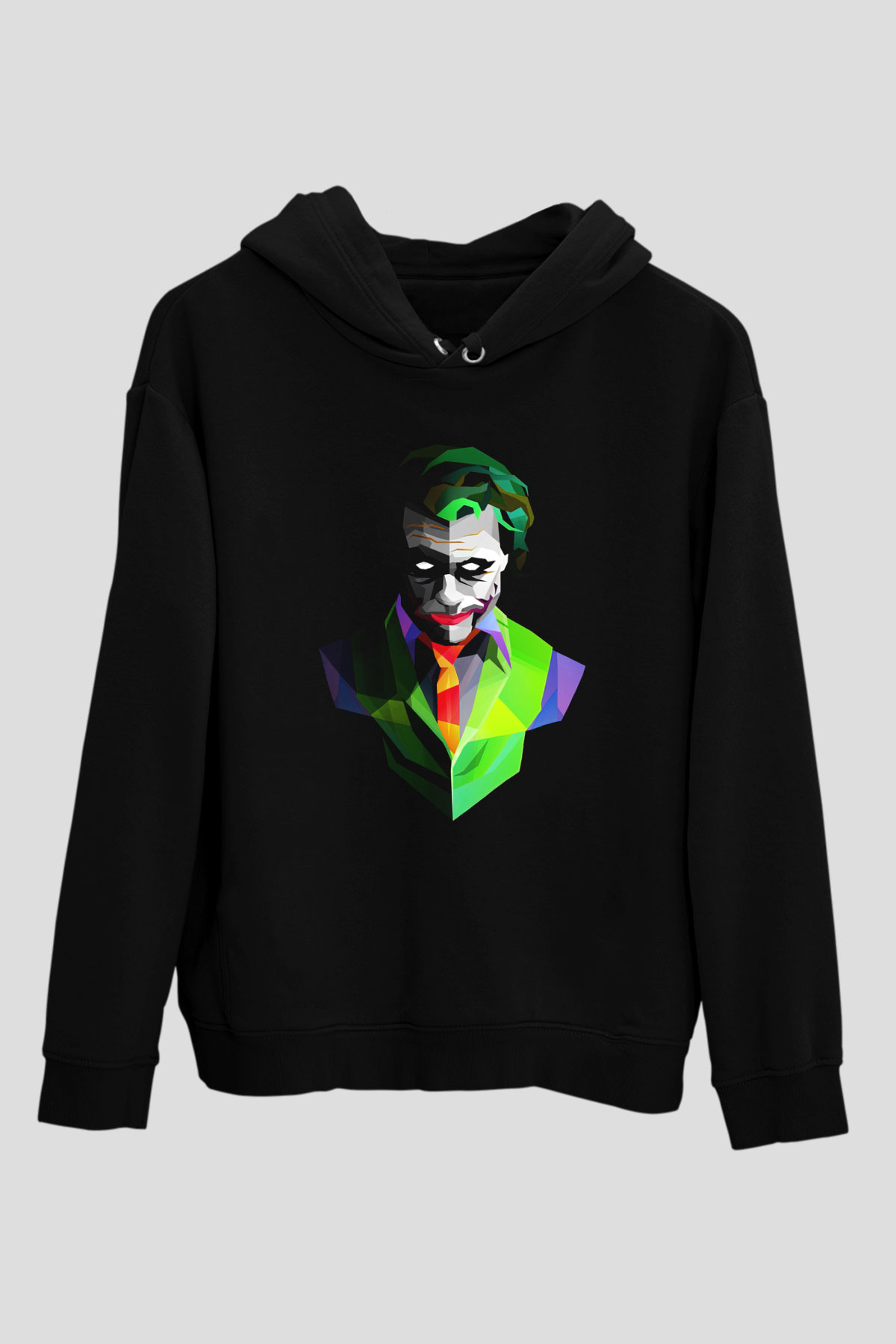 Unisex Joker Siyah Unisex Kapüşonlu Sweatshirt