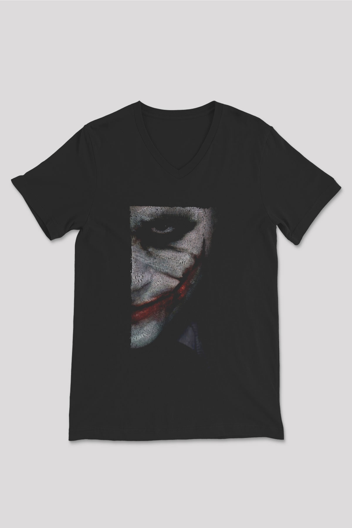Unisex Joker Siyah Unisex V Yaka T-shirt