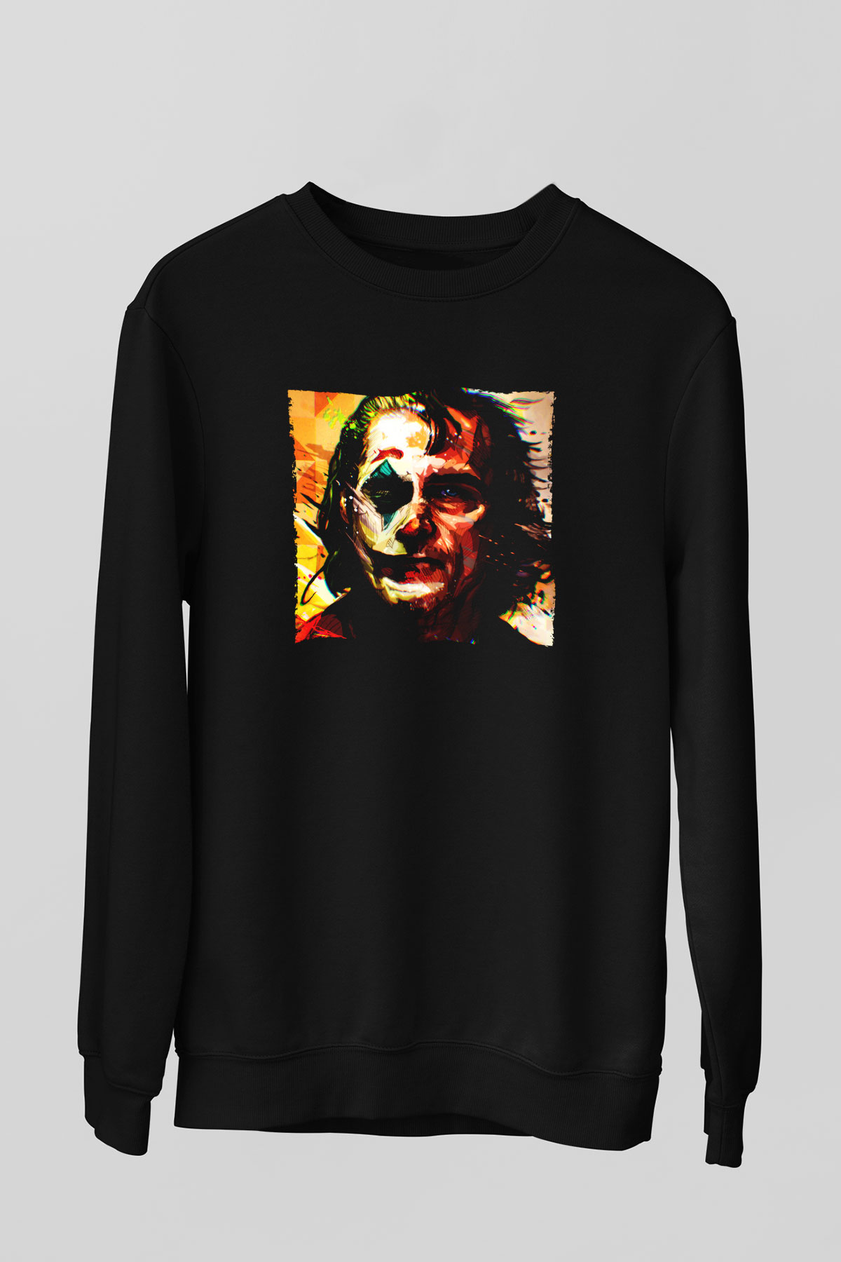 Unisex Joker Temalı Baskılı Siyah Sweatshirt