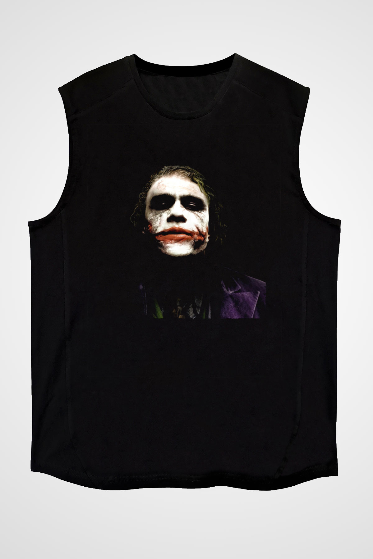 Unisex Joker Temalı Siyah Unisex Kolsuz T-shirt