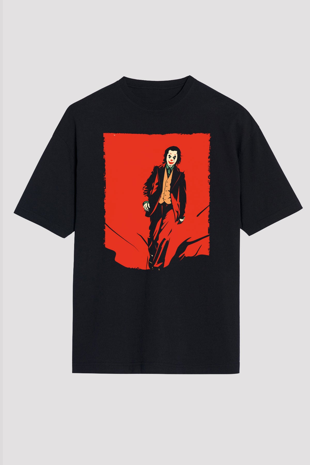 Unisex Joker Temalı Siyah Unisex Oversize Tshirt