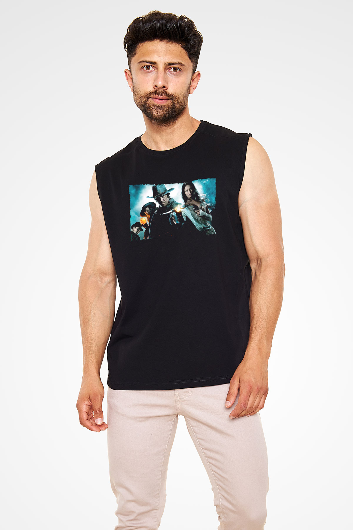 Unisex Jonah Hex Baskılı Siyah Kolsuz Tişört