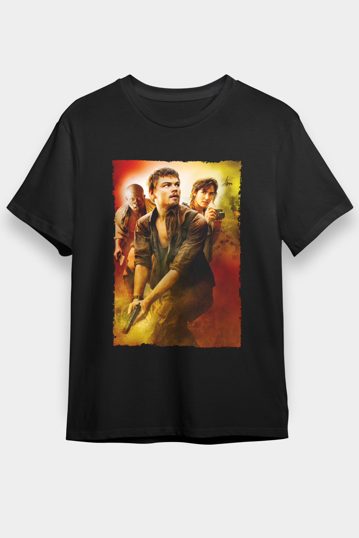 Unisex Kanlı Elmas (Blood Diamond) Baskılı Siyah Tişört