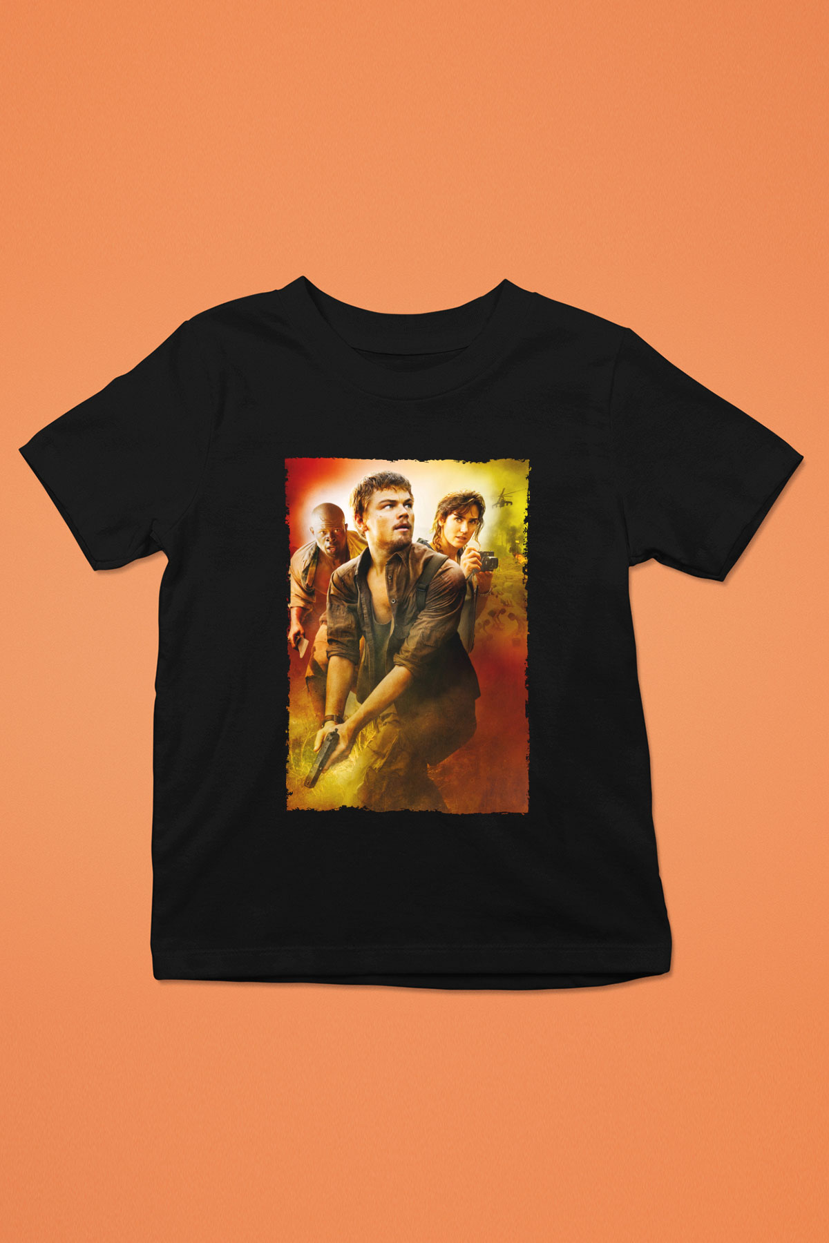 Unisex Kanlı Elmas (Blood Diamond) Baskılı Siyah Çocuk Tişört