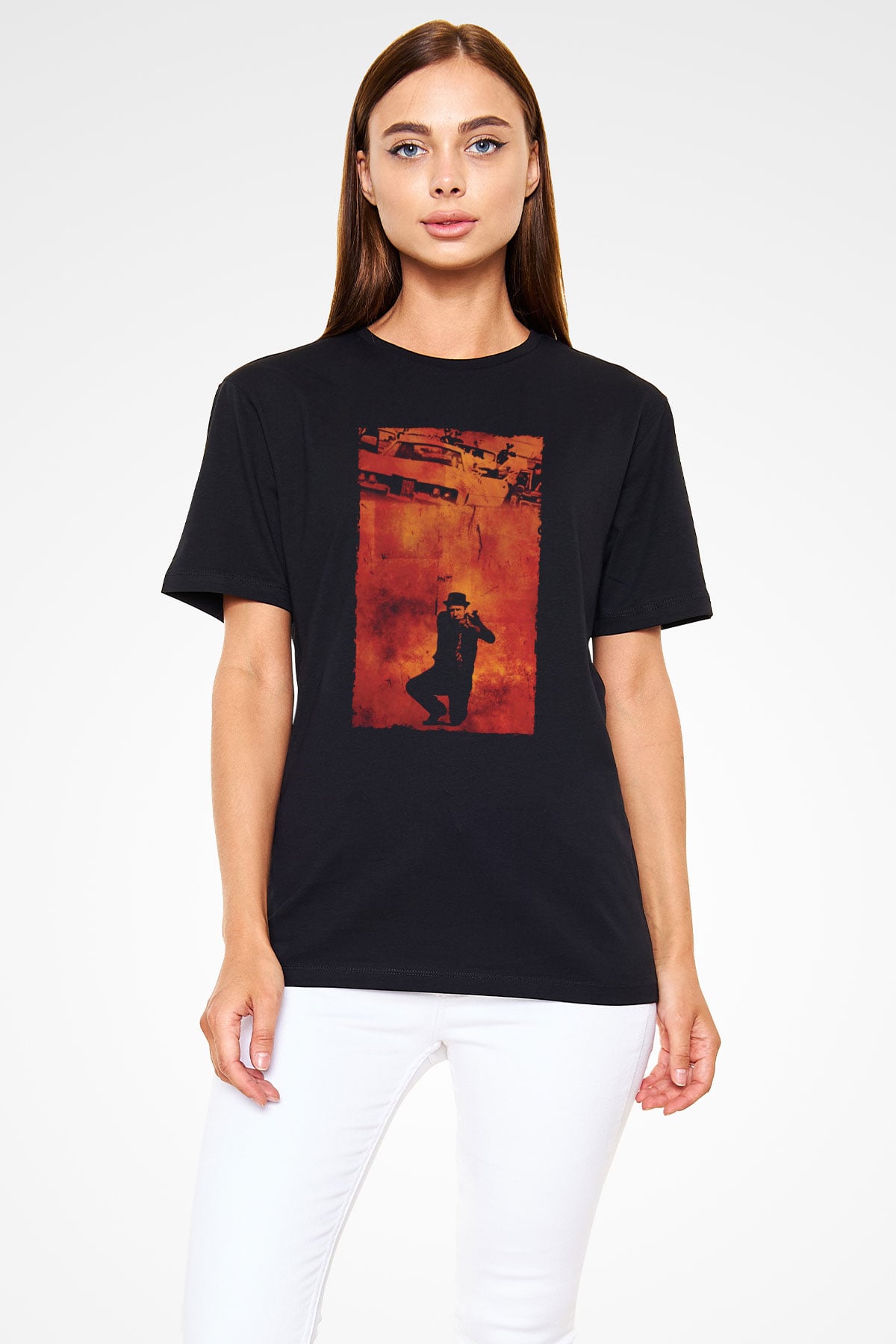 Unisex Kanunun Kuvveti (The French Connection) Baskılı Siyah Tshirt