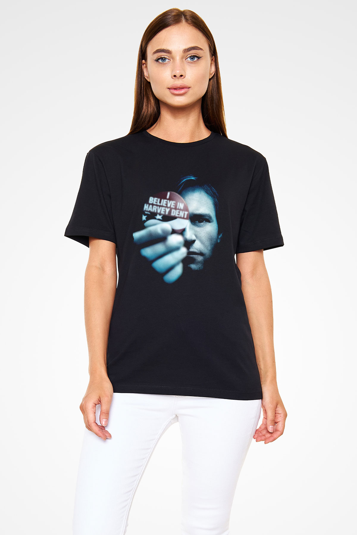 Unisex Kara Şövalye (The Dark Knight) Baskılı Siyah T-Shirt