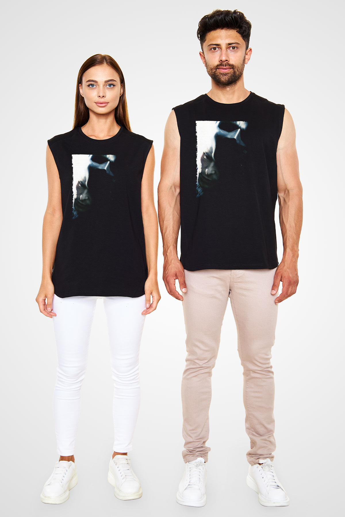 Unisex Kara Şövalye (The Dark Knight) Baskılı Siyah Unisex Kolsuz Tişört