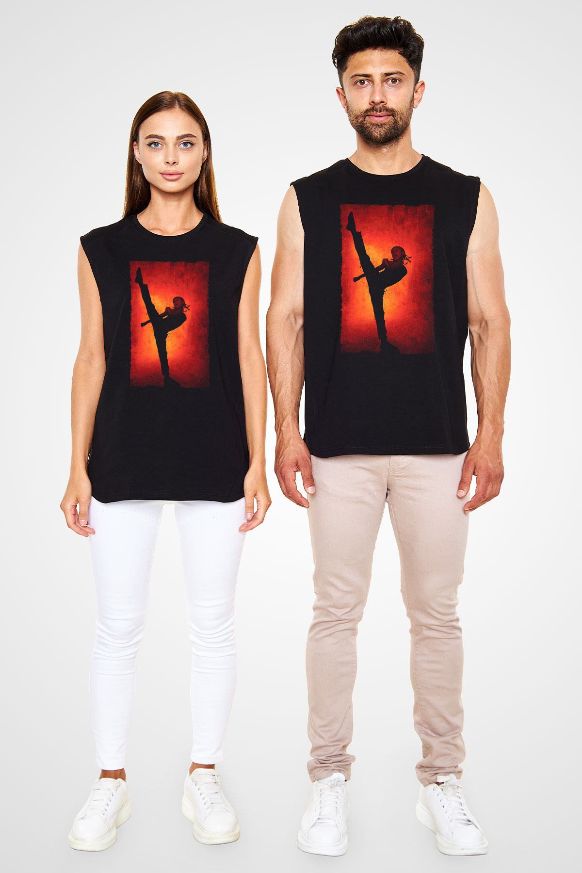 Unisex Karateci Çocuk (The Karate Kid) Baskılı Siyah Kolsuz T-shirt