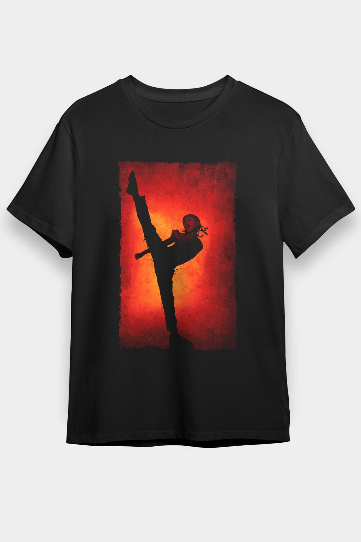 Unisex Karateci Çocuk (The Karate Kid) Baskılı Siyah T-Shirt