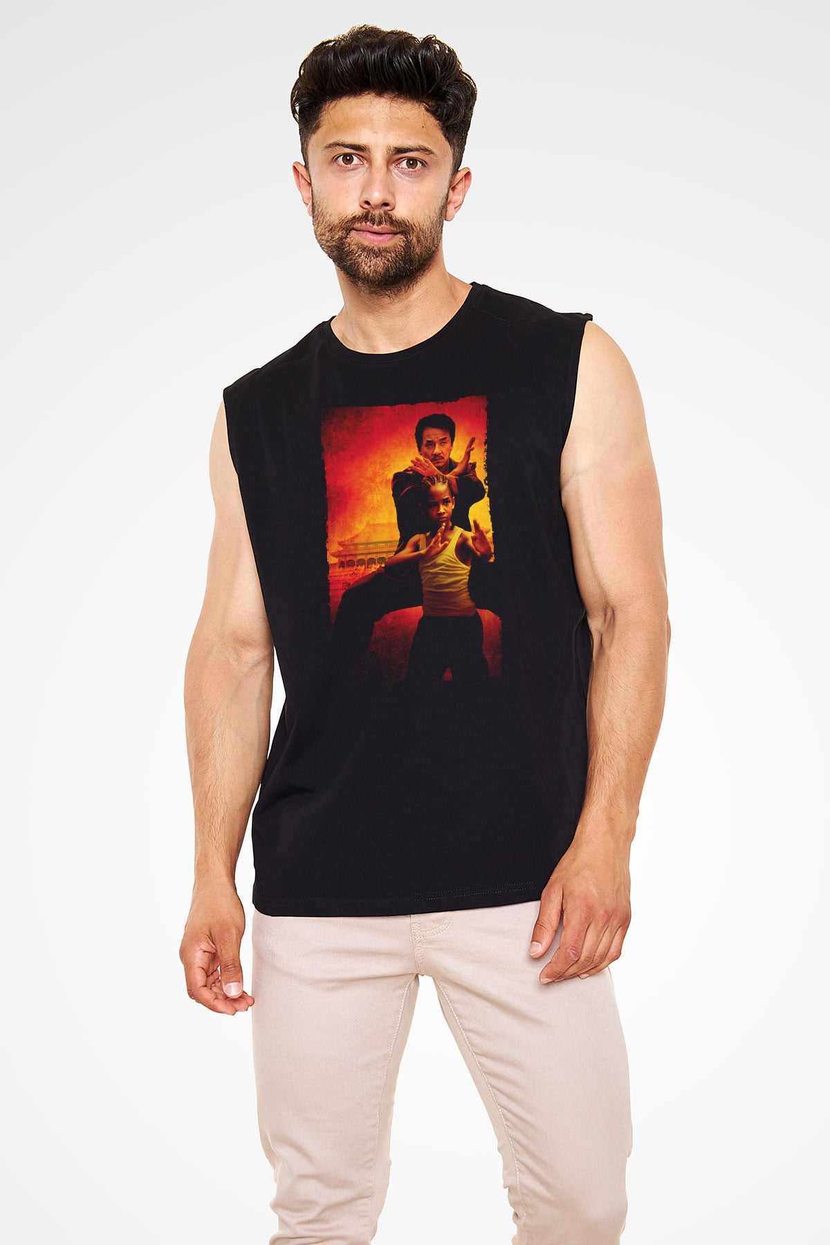 Unisex Karateci Çocuk (The Karate Kid) Baskılı Siyah Kolsuz Tshirt
