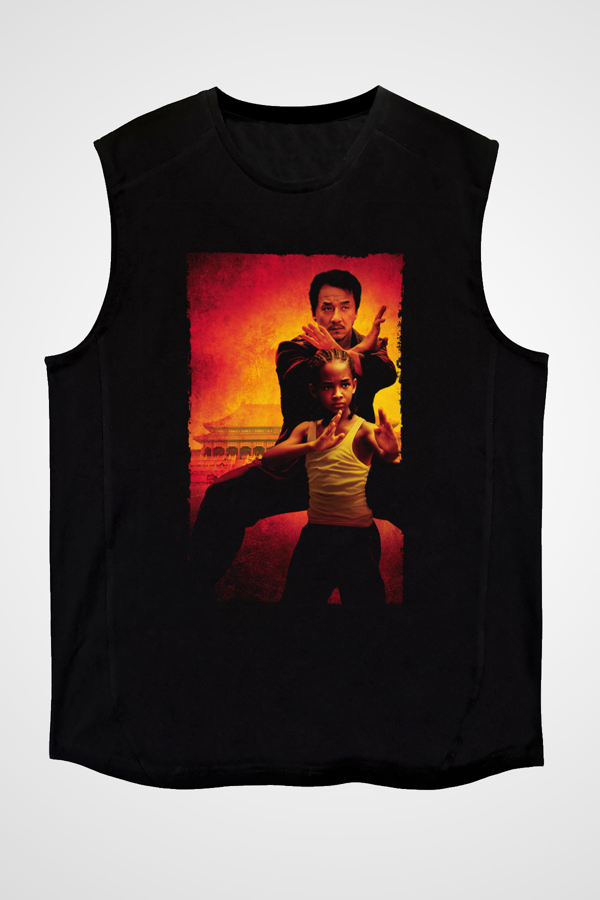 Unisex Karateci Çocuk (The Karate Kid) Baskılı Siyah Kolsuz Tshirt