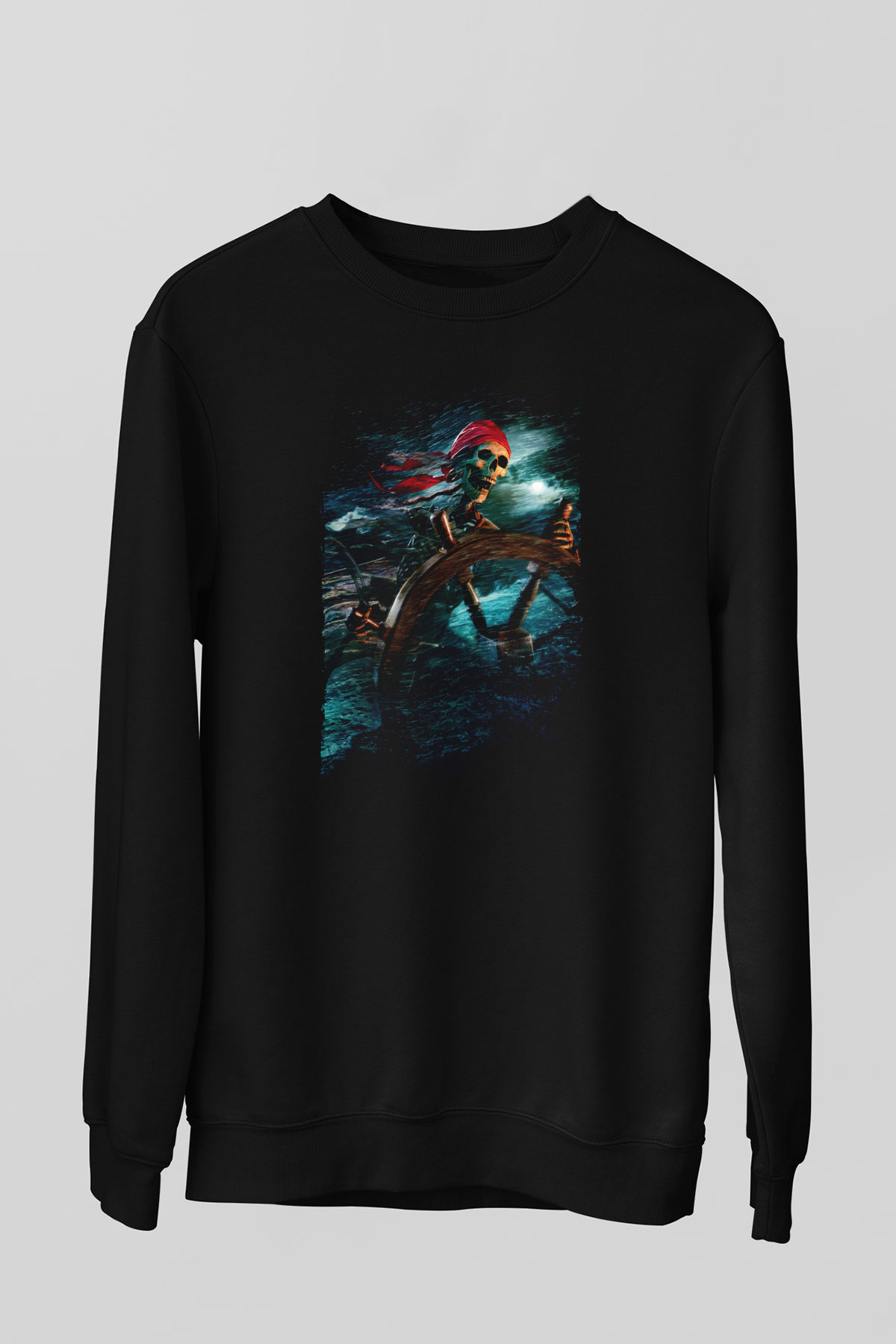 Unisex Karayip Korsanları (Pirates of the Caribbean) Baskılı Siyah Unisex Sweatshirt
