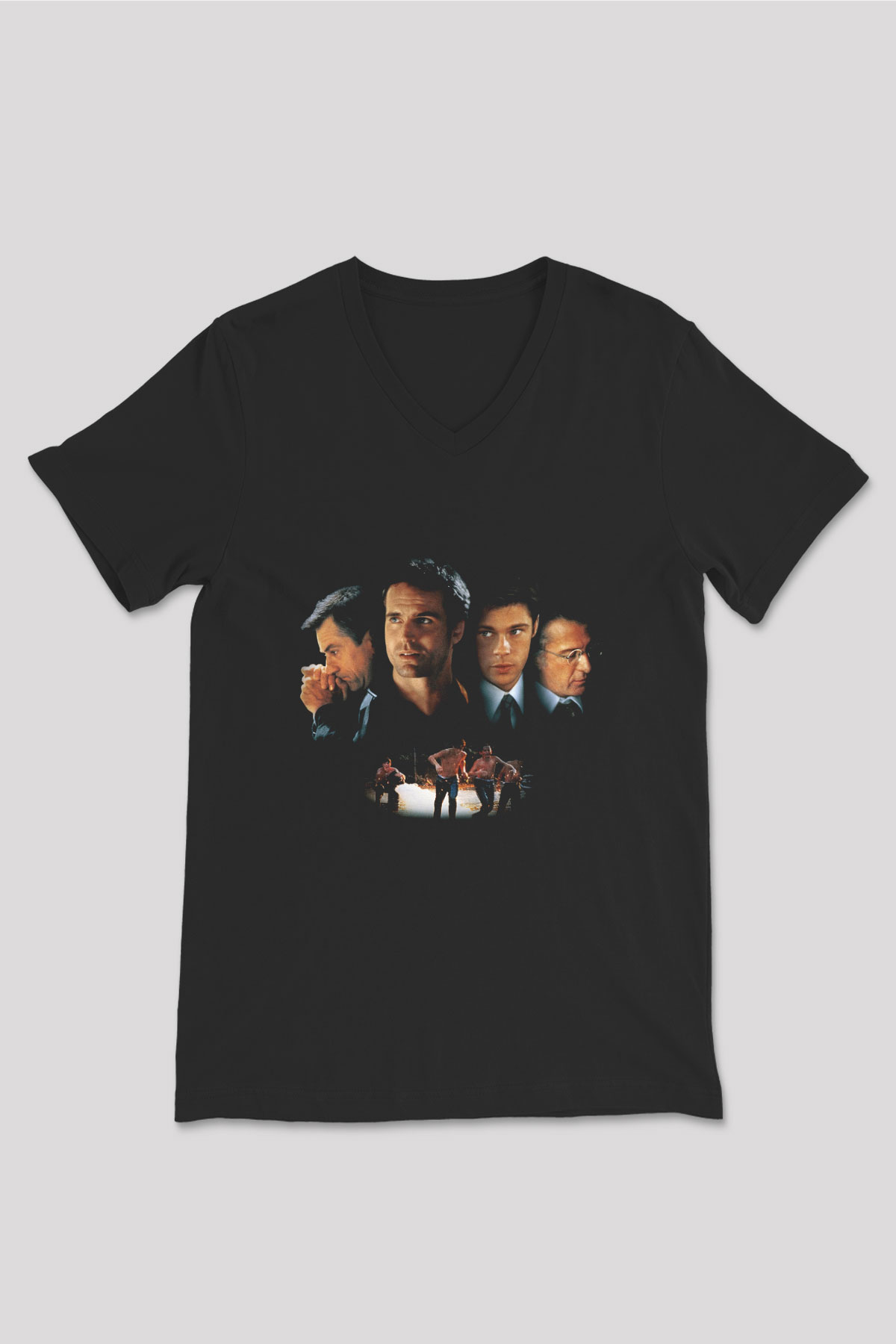 Unisex Kardeş Gibiydiler (Sleepers) Baskılı Siyah V Yaka Tshirt