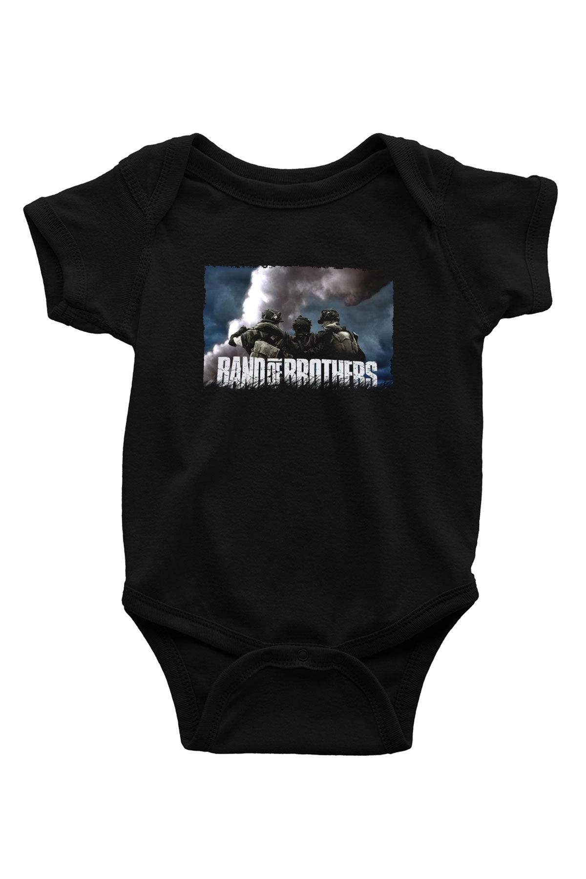 Unisex Kardeşler Takımı (Band of Brothers) Baskılı Siyah Bebek Body - Zıbın