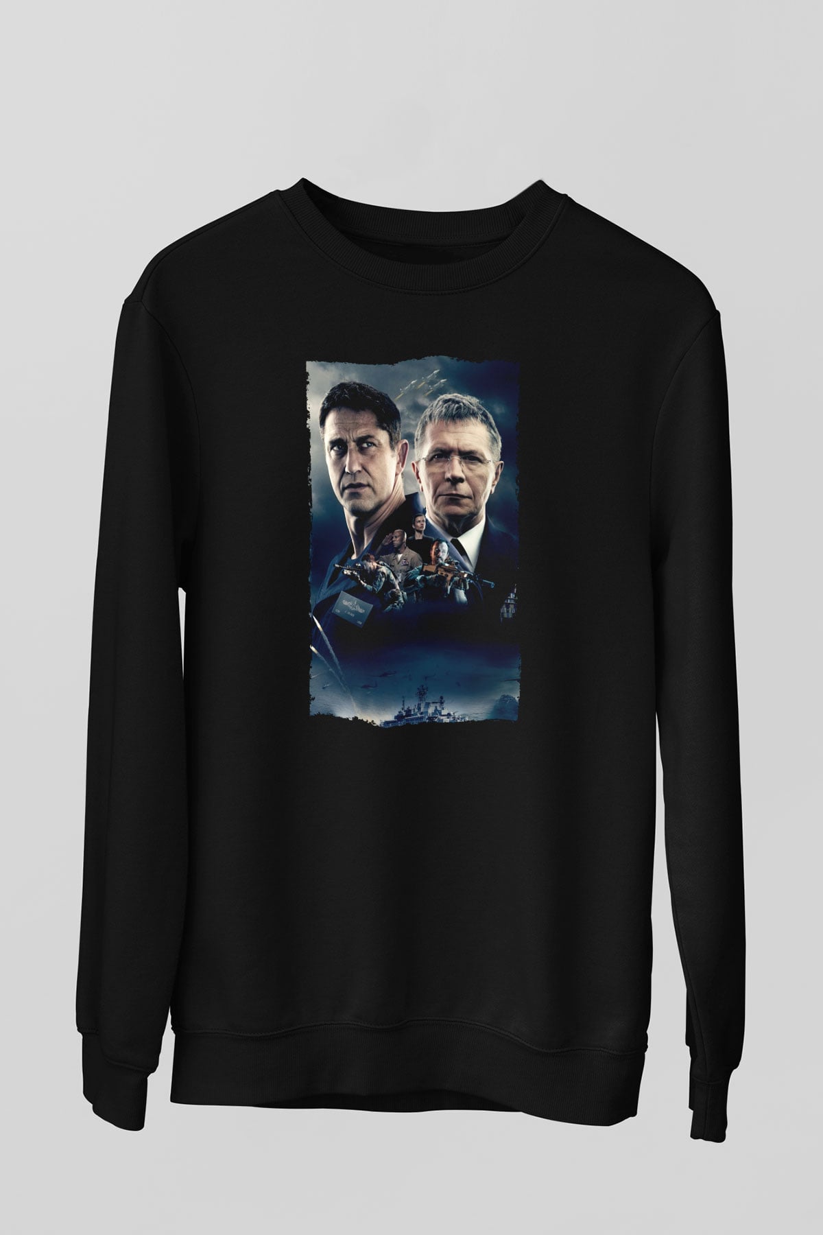 Unisex Katil Avcısı (Hunter Killer) Baskılı Siyah Sweatshirt