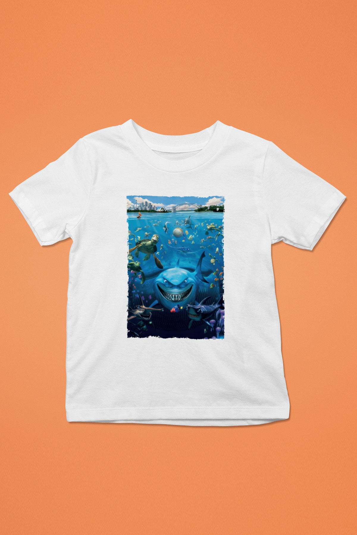Unisex Kayıp Balık Nemo (Finding Nemo) Baskılı Beyaz Çocuk Tshirt